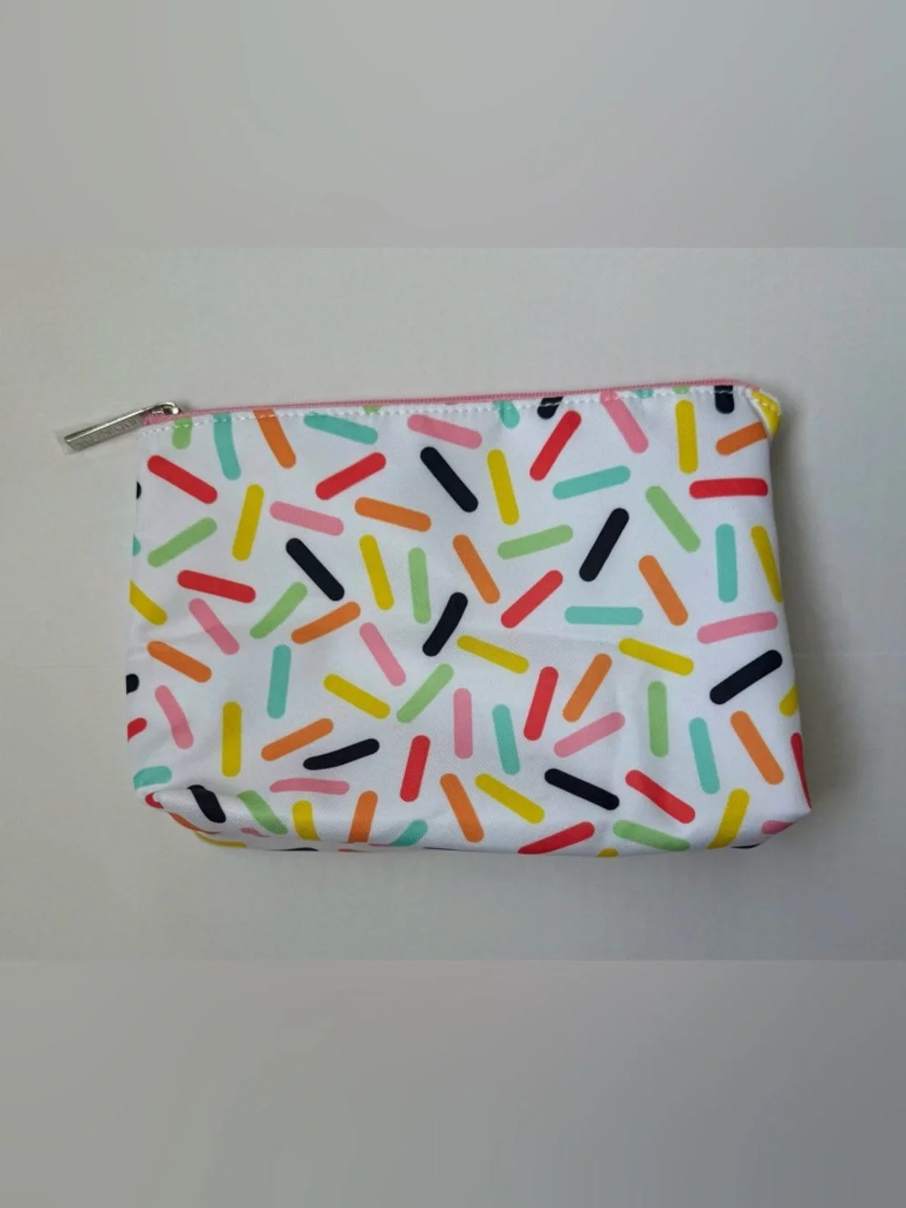 Clinique Cosmetic Makeup Bag Candy Sprinkles and Confetti Line Pattern